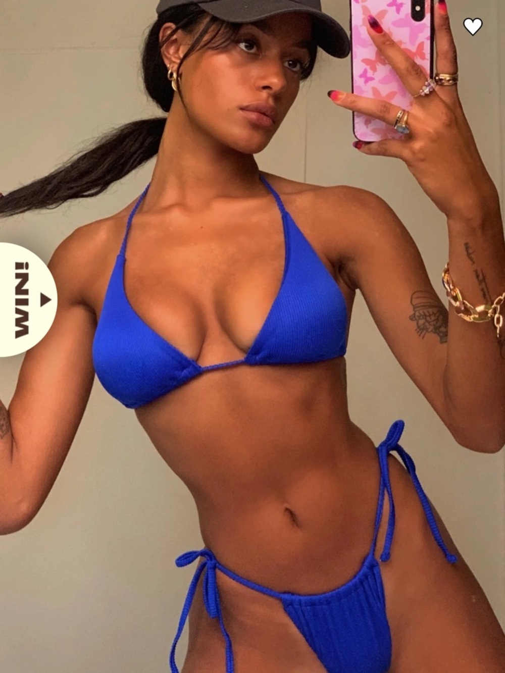 Princess Polly Cobalt Blue Ribbed Triangle Top 6 & Side Tie Bottom 8 Bikini Set